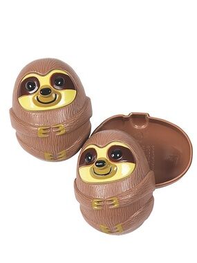 New vintage sealed set of Cute Nesting Sloth eggs Toy Set Brown & Yellow 24 qty